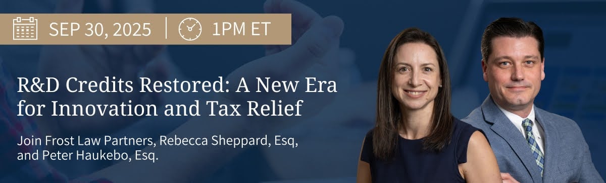 R&D Credits Restored - Webinar on 9/30